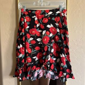 Womens Gibson Floral Printed Faux Wrap Ruffled Mini Skirt Size M NWT